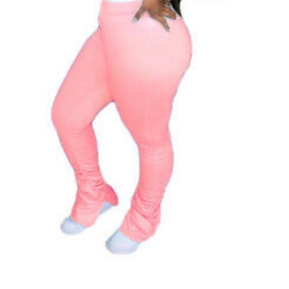 High waist scrunch pants. Pink. Medium. NWOT